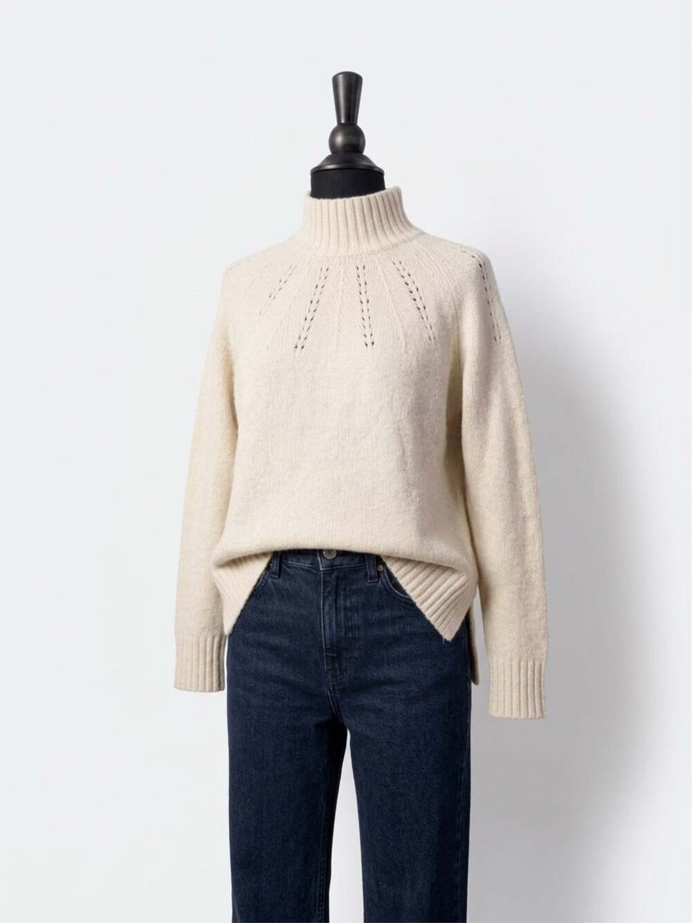 Banana Republic Wool Alpaca Chunky Cream Knit Turtleneck Sweater Oversized M